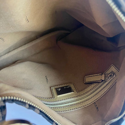 Fendi Zucca Chef Hobo with gold leather trim