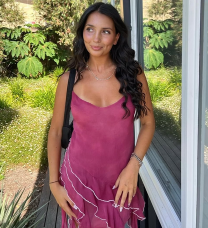 Cute Sheath Spaghetti Strap Ruffle Chiffon Short Homecoming Dress Birthday Dress SH2339