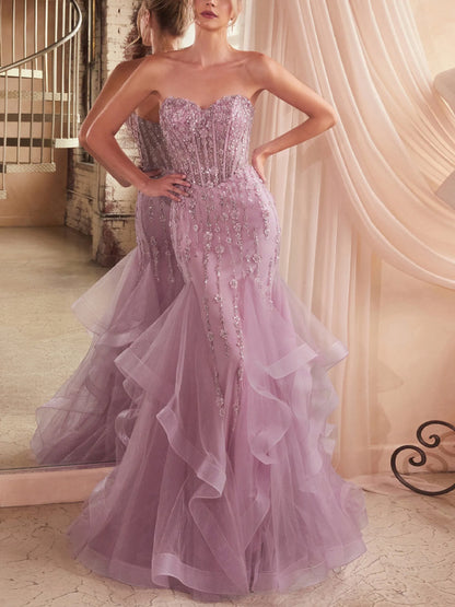 Strap Top Sequined Mesh Maxi Dress