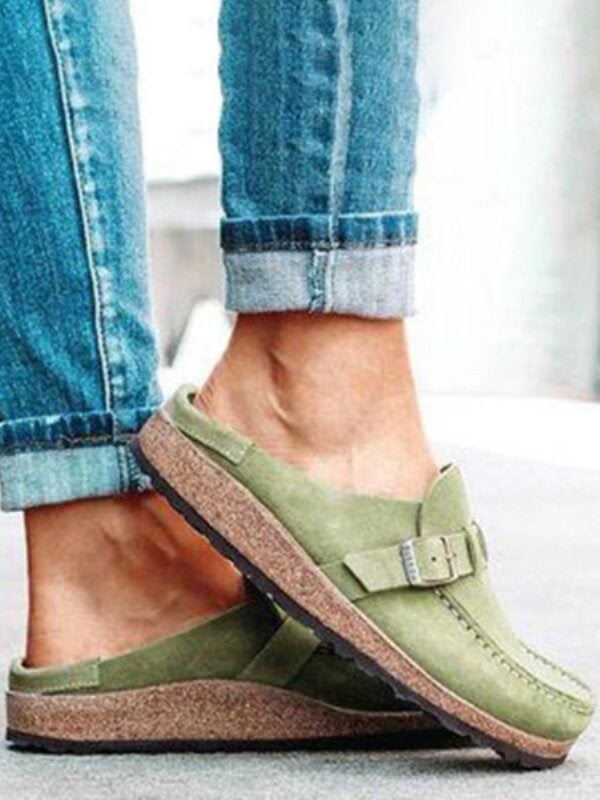 Women's casual suede all-match half-pull bean shoes