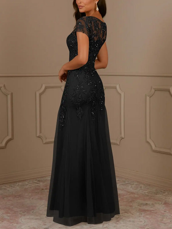 Mermaid Scoop Sequins Tulle Dress