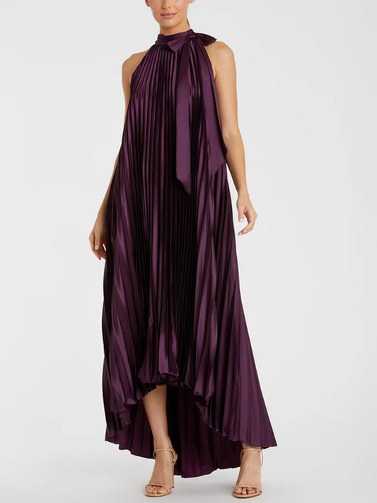 Lace-up Sleeveless Solid Color Maxi Dress