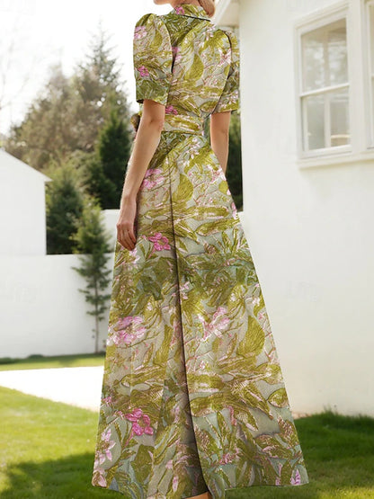 Shirt Collar Elegant Floral Women's Dress