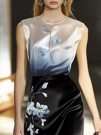 Gradient Embroidered Midi Dress