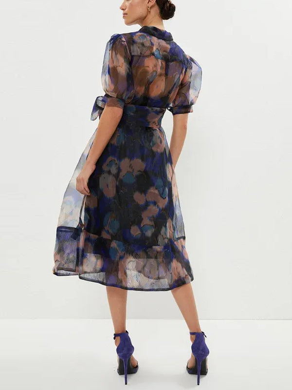 Organza Puff Sleeves Women's Dress