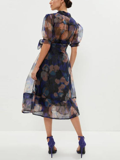 Organza Puff Sleeves Women's Dress