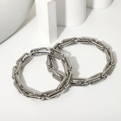 Interlocking thick elastic chain bracelet
