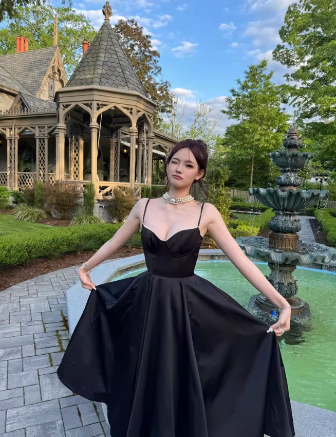 Princess Light Pink A Line Spaghetti Strap Satin Prom Dress Evening Dress SH3763