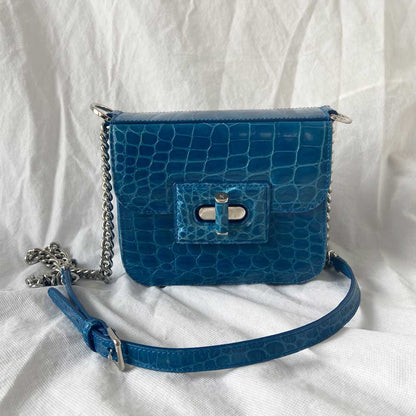 Kwanpen Crocodile Blue Box Bag