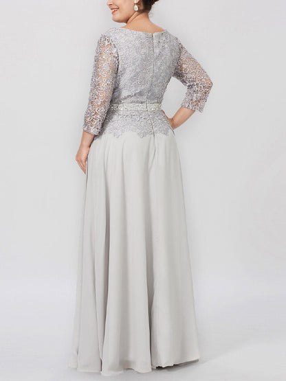 Plus Size Round Neck Lace Maxi Dress