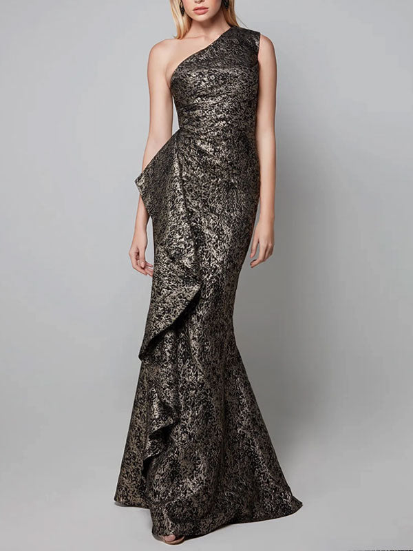 Airy Jacquard Layered Side Gown