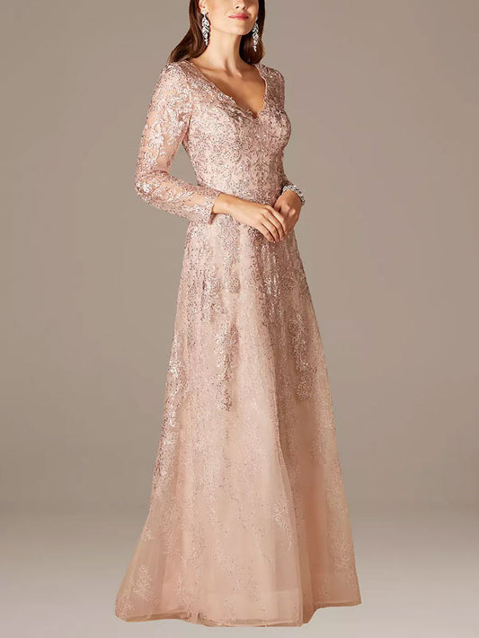 Lace Long Sleeve Embroidered A-Line