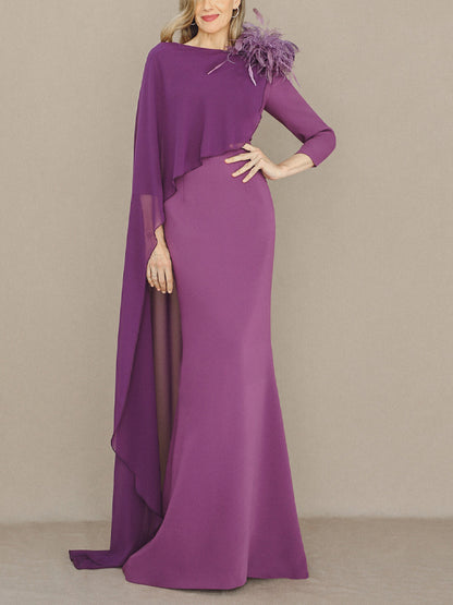 V-Neck Solid Color Long Sleeves Maxi Dress