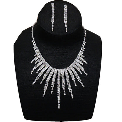 Rhinestone Simple Necklace Earring Set Chain