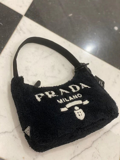 Prada Terry Cloth Mini Bag In Black