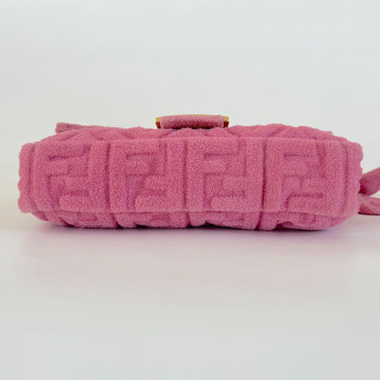 Fendi pink terry cloth medium baguette bag