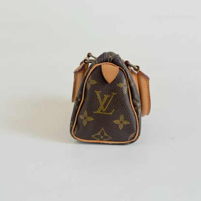 Louis Vuitton Brown Monogram Canvas Mini Speedy Shoulder Bag w Strap
