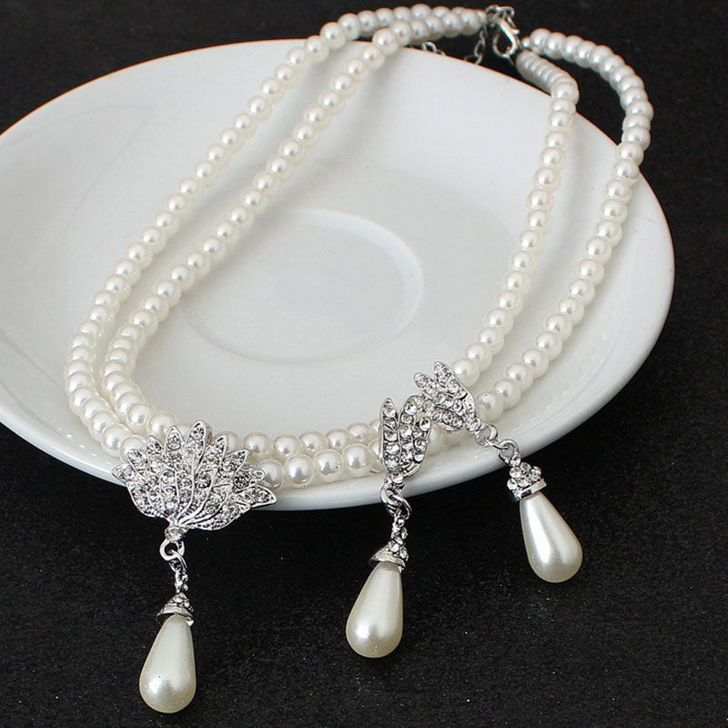 Pearl necklace alloy temperament wedding set