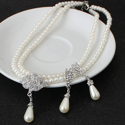 Pearl necklace alloy temperament wedding set