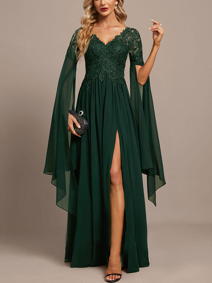 A-line Scoop Illusion Asymmetrical Sequin Lace Evening Dress
