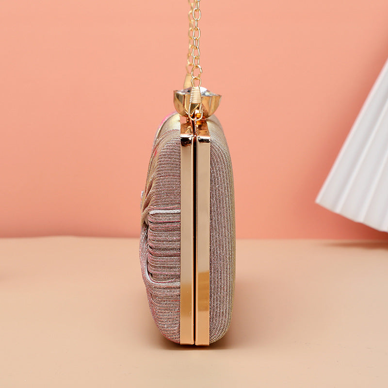 Solid Pleated Clutch Box Evening Ladies Bag