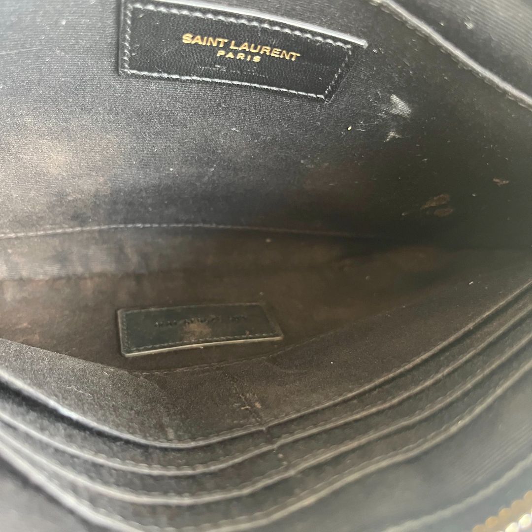 Saint Laurent black quilted leather purse