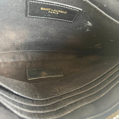 Saint Laurent black quilted leather purse