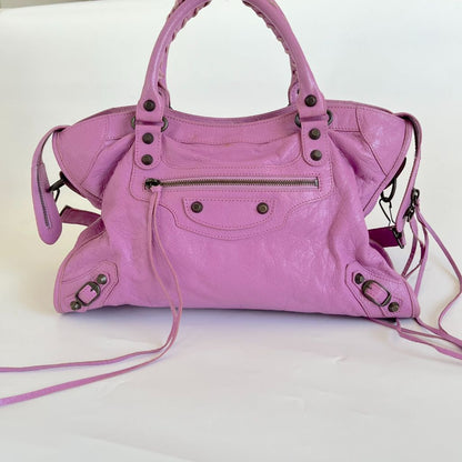 Balenciaga Lilac City leather handbag