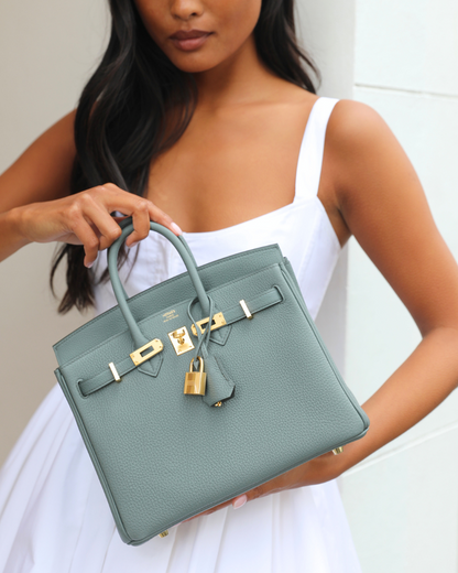 *SUPER HOT COLOUR* Hermès Birkin 25cm Retourne Bag in Vert Amande Togo Leather with Gold Hardware