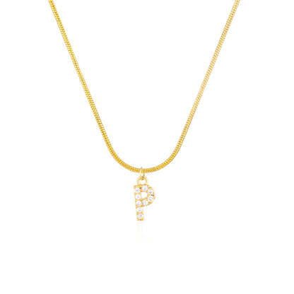 English alphabet round snake chain clavicle chain