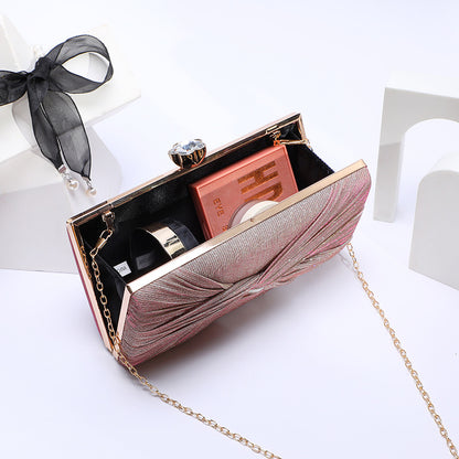 Solid Pleated Clutch Box Evening Ladies Bag