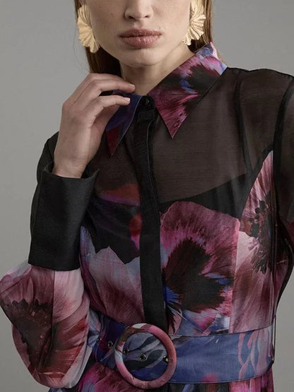 Lightweight and Elegant Printed Women's Shirt Dress