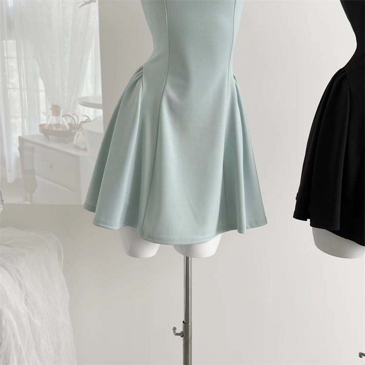 Sweet and niche summer temperament high waist design dress DP0005