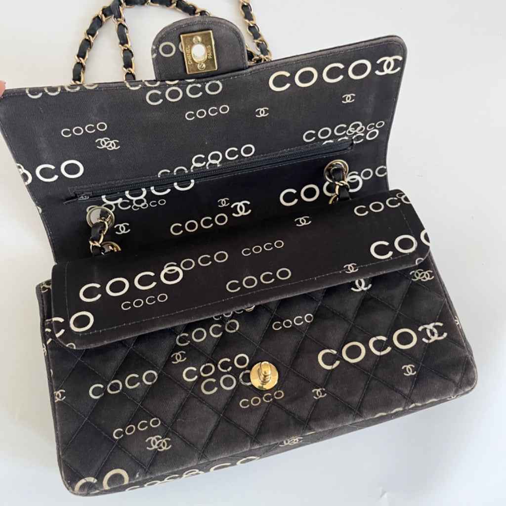 Chanel Coco Classic Double Flap Bag Quilted Canvas Medium