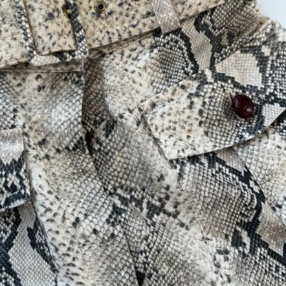 Zimmermann beige snakeskin print belted linen shorts