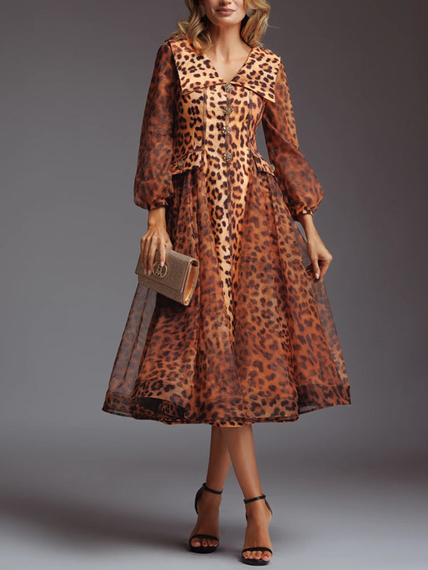 Flared Puff Sleeves Women's Dress