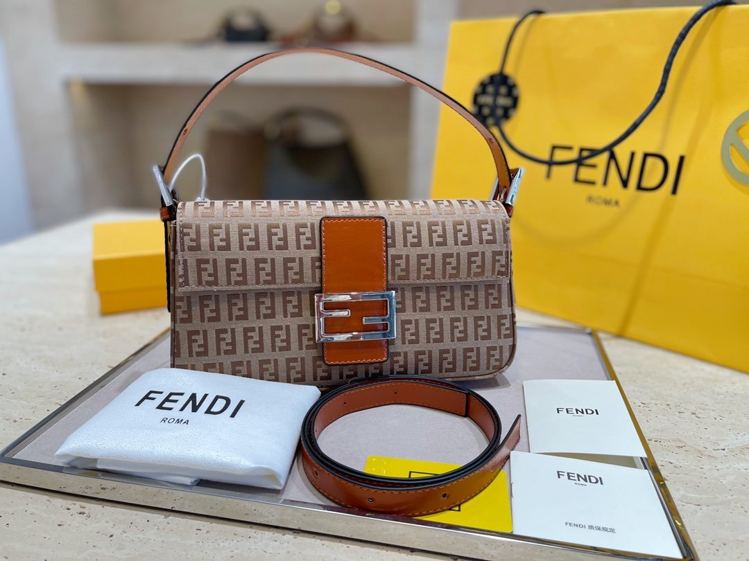 Fendi Baguette Zucca monogram Beige Light brown Dark brown
