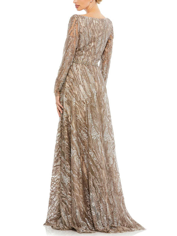 Sequin temperament long-sleeved party lady dress
