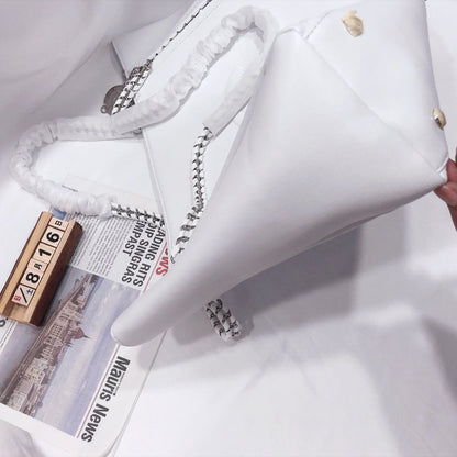 CHANEL CAVIAR MEDIUM STUDDED DEAUVILLE WHITE