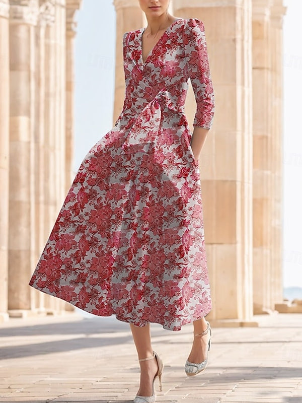 Jacquard Floral A-line Cocktail Dress