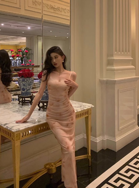 Sexy Sheath Pink Floral Blue 21st Birthday Dress Party Gown Birthday Outfits Birthday Dress Ideas For Women DP1889