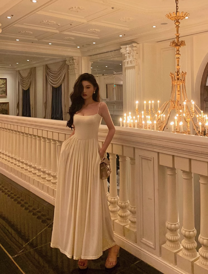 Sexy A Line White Spaghetti Straps Satin 21st Birthday Dress Party Gown Birthday Outfits Birthday Dress Ideas For Women DP1888