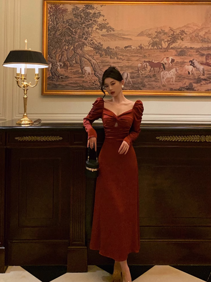 Sexy A line Long Sleeves Red 21st Birthday Dress Party Gown Birthday Outfits Birthday Dress Ideas For Women DP1894