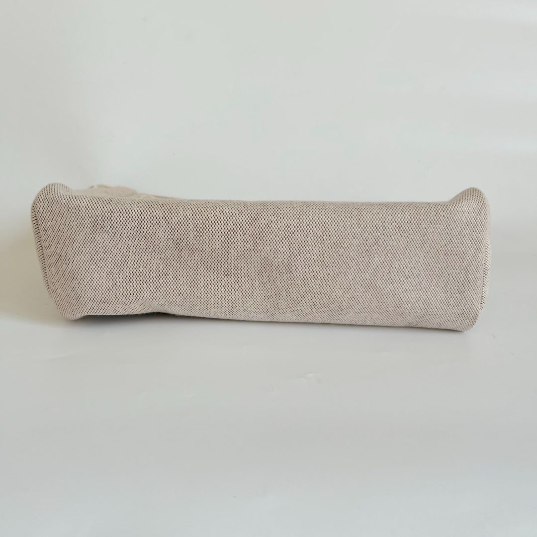 Hermes Chocolate Brown/Beige Toile and Leather Herbag 31 Bag