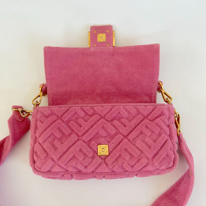 Fendi pink terry cloth medium baguette bag