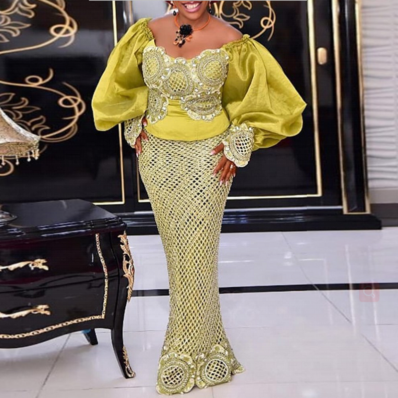 loveedsTM- 2 Piece Sets African Dresses For Women Bodycon Mermaid Sexy Maxi Dress Elegant Wedding Gowns Ankara Long Dress New Robes