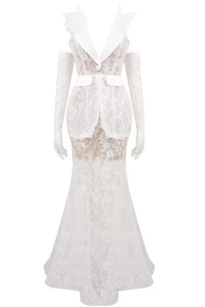 loveedsTM-New White Mesh Fishtail Dress-vx