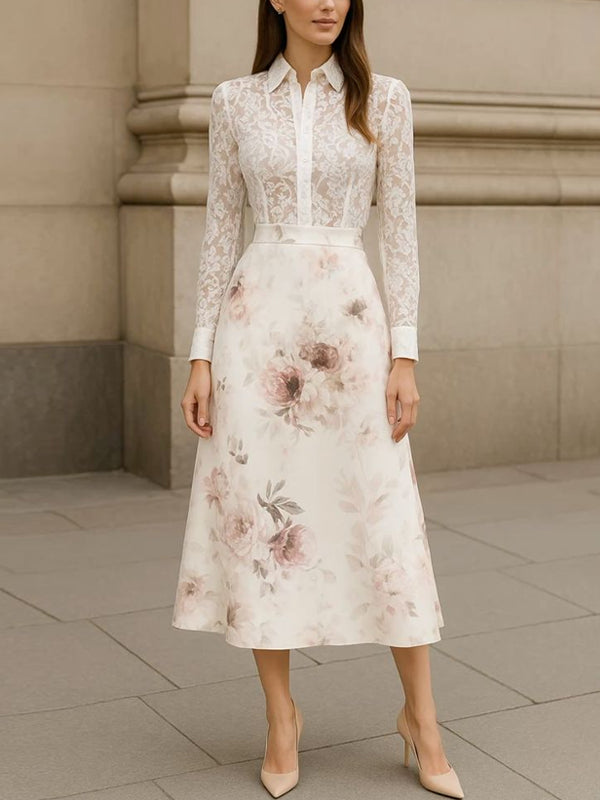 Chiffon Printed Lace Women's Dress