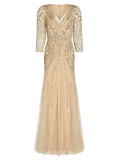 Mid-sleeve high-end lace elegant wedding ladies dress