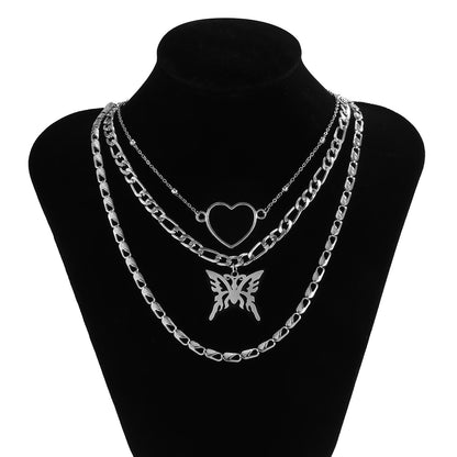 Butterfly metal necklace multiple sets